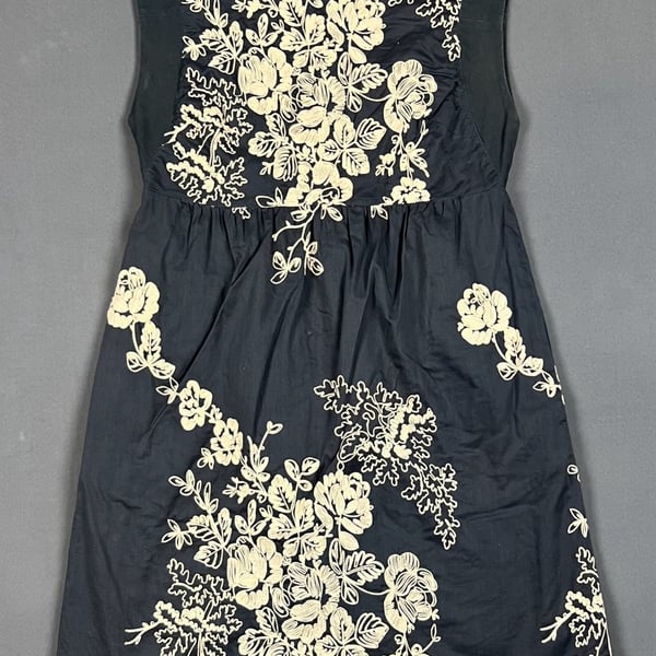 J.Crew Mirabel Floral Embroidered Dress Size 4 Gray Cotton
