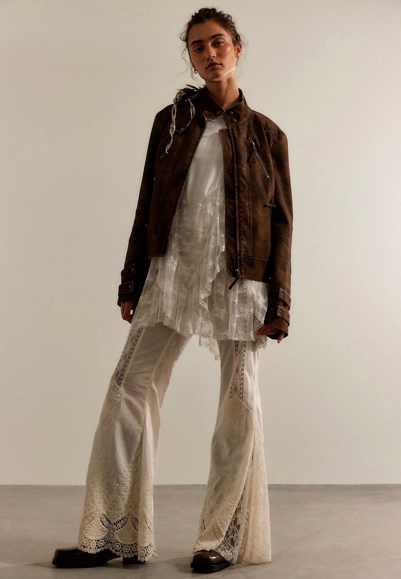 Free People We The Free Jesse Vegan Suede Jacket Brown Size Large NWT  7