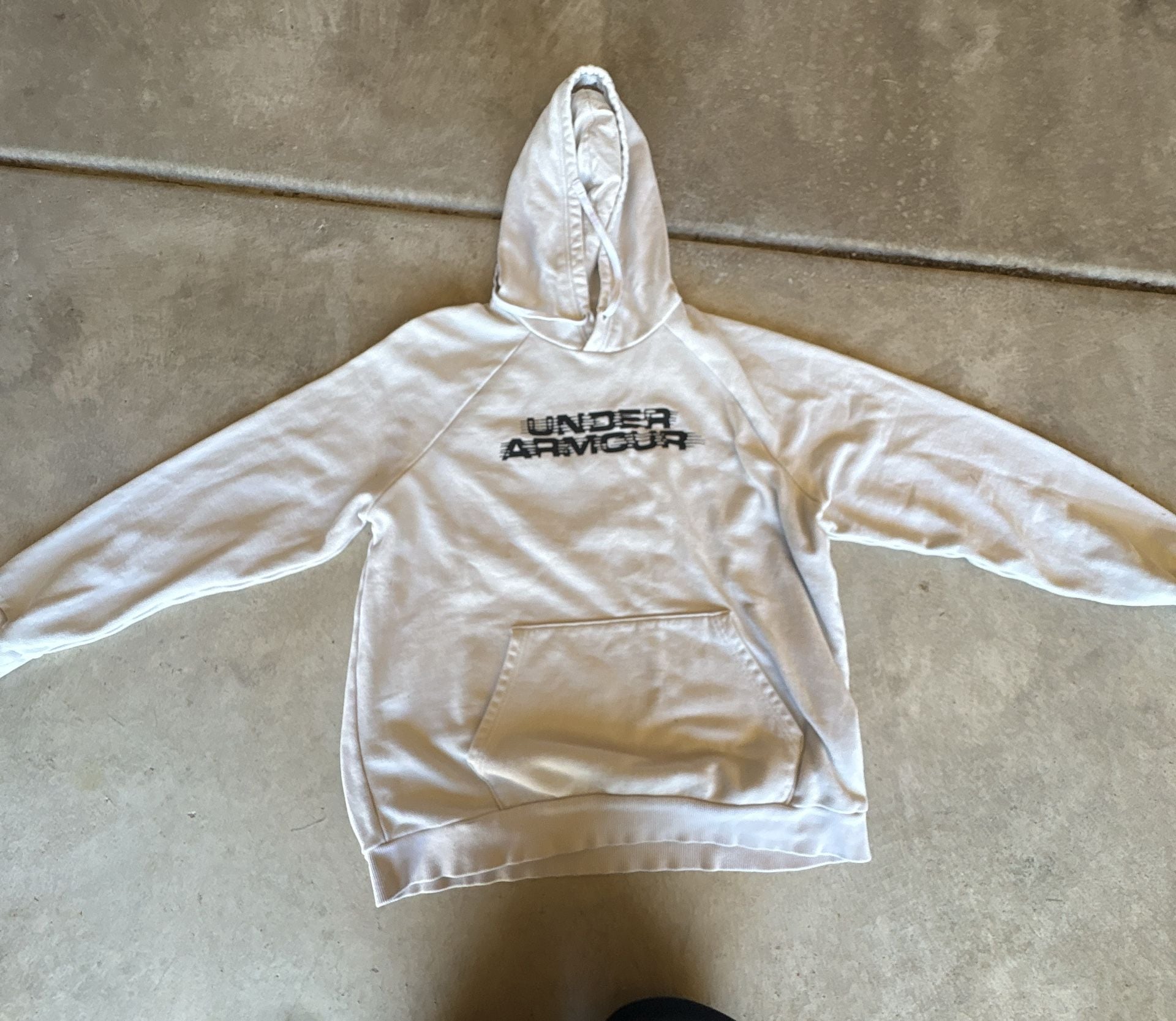 Under Armour Glitch Logo Hoodie Size L White Graphic Pullover Sweatshirt 2