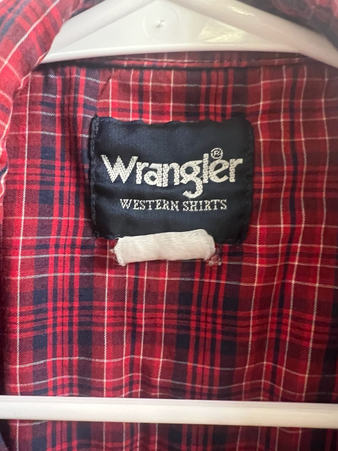 Wrangler Western Shirt Vintage Red Plaid Short Sleeve Farmer Country 3