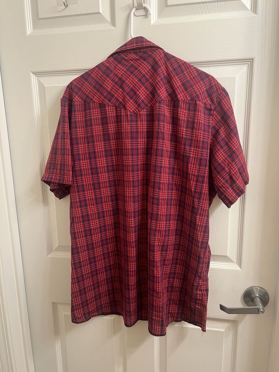 Wrangler Western Shirt Vintage Red Plaid Short Sleeve Farmer Country 4