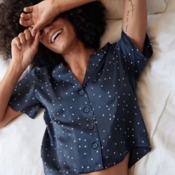 Marine Layer Silk Star Print Pajama Shirt Size Small