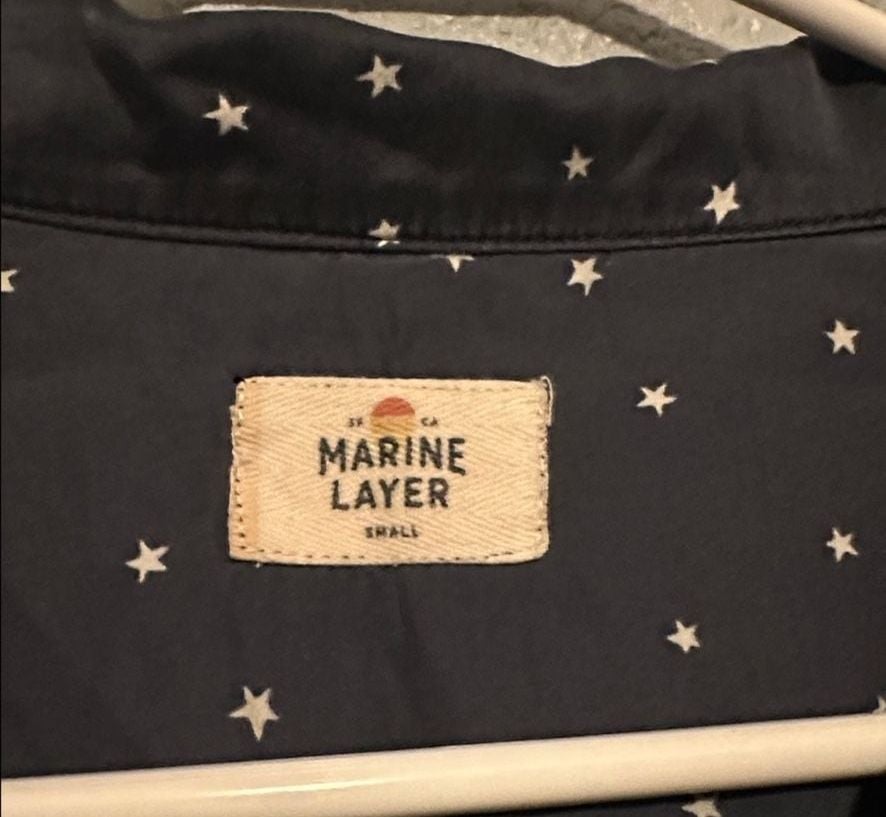 Marine Layer Silk Star Print Pajama Shirt Size Small 6