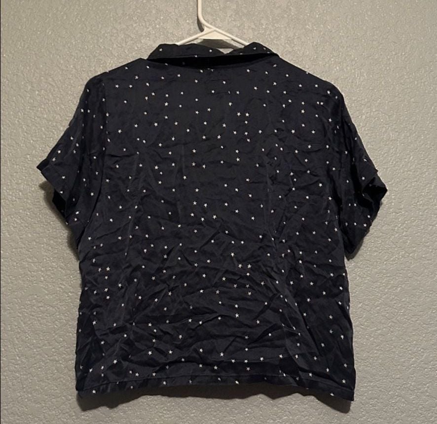 Marine Layer Silk Star Print Pajama Shirt Size Small 7