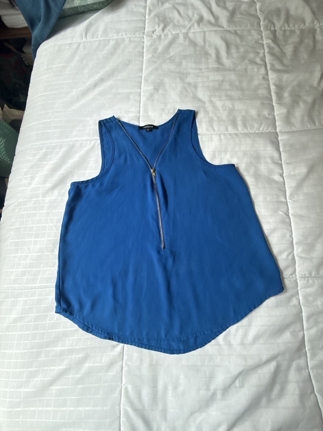 Ambiance Sleeveless Zip Front Blouse Size S Blue 2