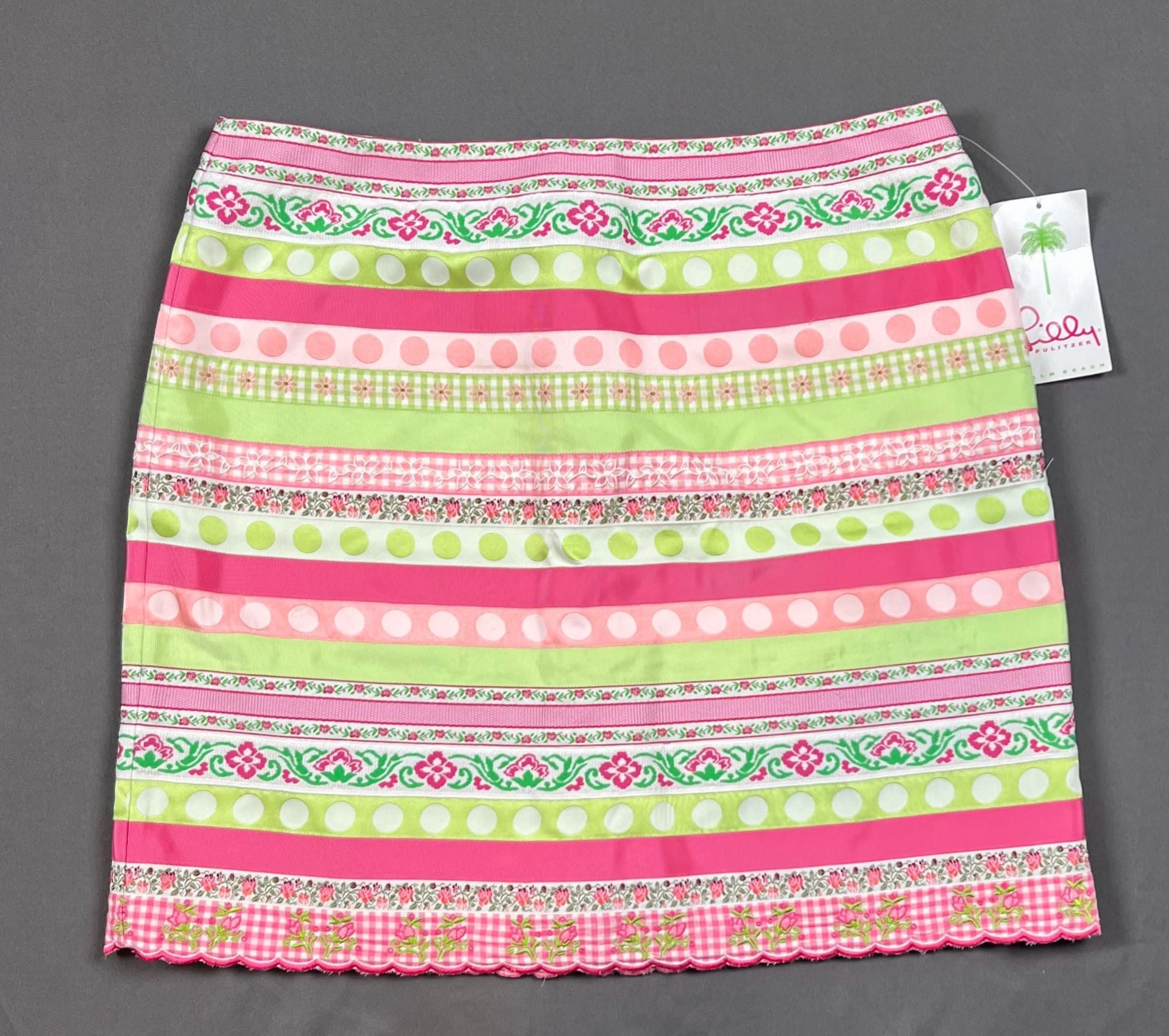 Lilly Pulitzer Flirty Skirt Size 12 Multi Ribbon Stripe Scallop Hem NWT 2