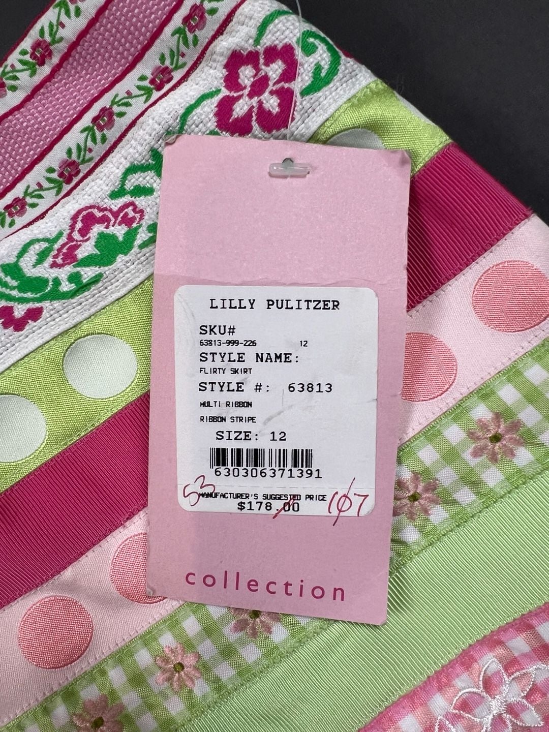 Lilly Pulitzer Flirty Skirt Size 12 Multi Ribbon Stripe Scallop Hem NWT 3