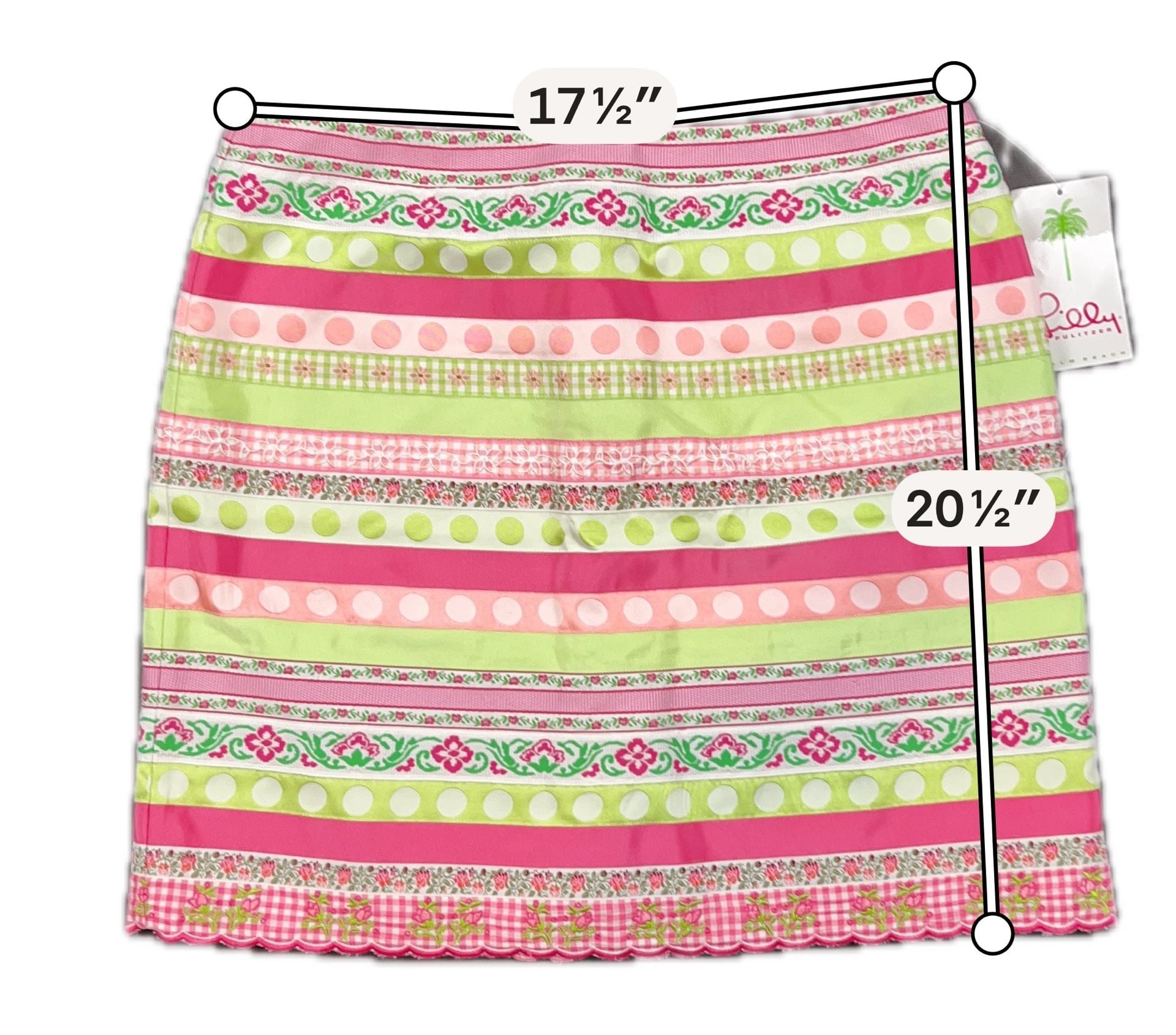 Lilly Pulitzer Flirty Skirt Size 12 Multi Ribbon Stripe Scallop Hem NWT 5