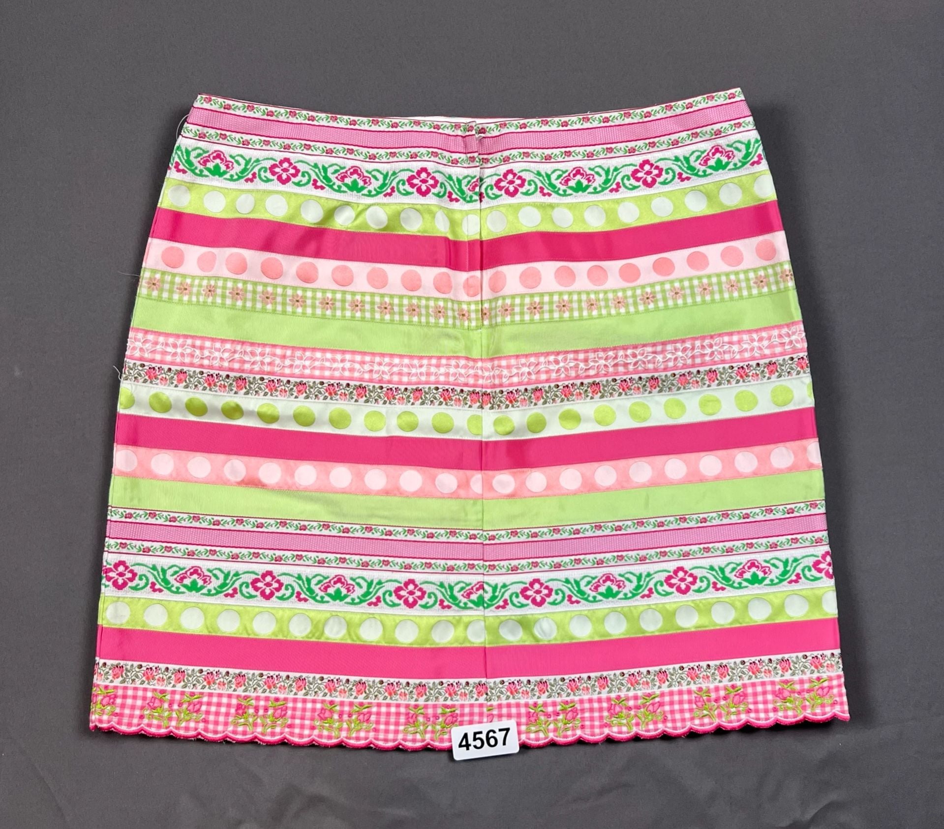 Lilly Pulitzer Flirty Skirt Size 12 Multi Ribbon Stripe Scallop Hem NWT 6