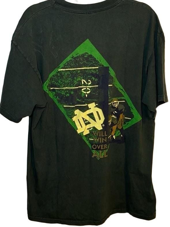 Vintage 90s Champion Notre Dame Fighting Irish Football Green T-Shirt XL 2