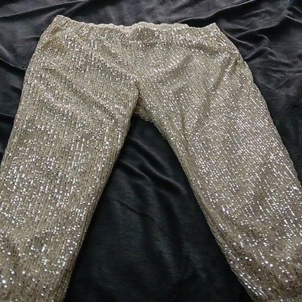 LOFT Sequin Jogger Pants XL Silver