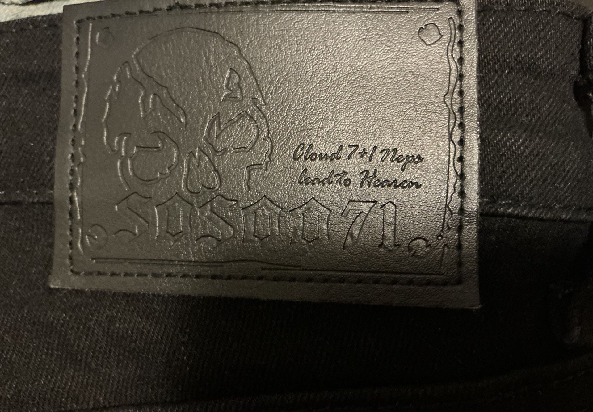 Watson Paisley Star Patch Distressed Black Denim Jeans 13