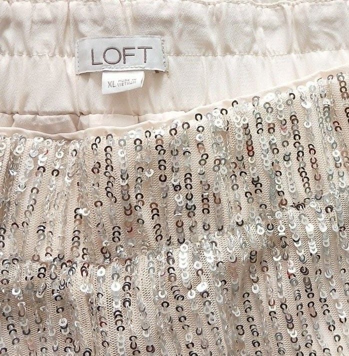LOFT Sequin Jogger Pants XL Silver 5