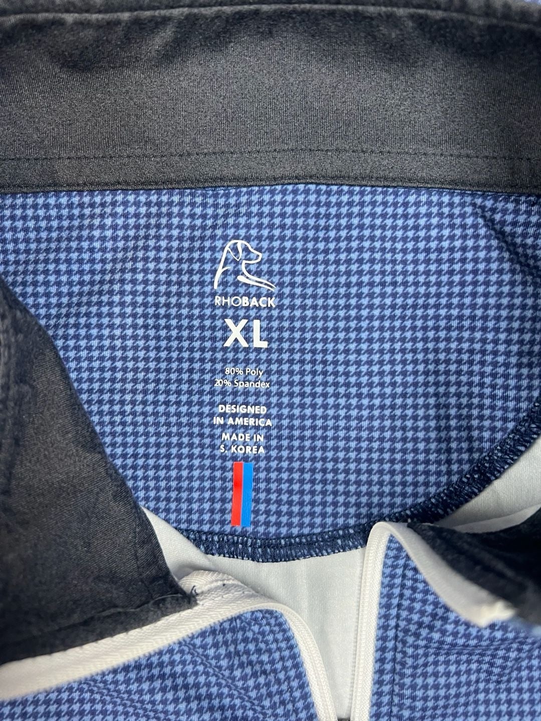 Rhoback 1/4 Zip Pullover Size XL Blue Houndstooth Performance Golf 5