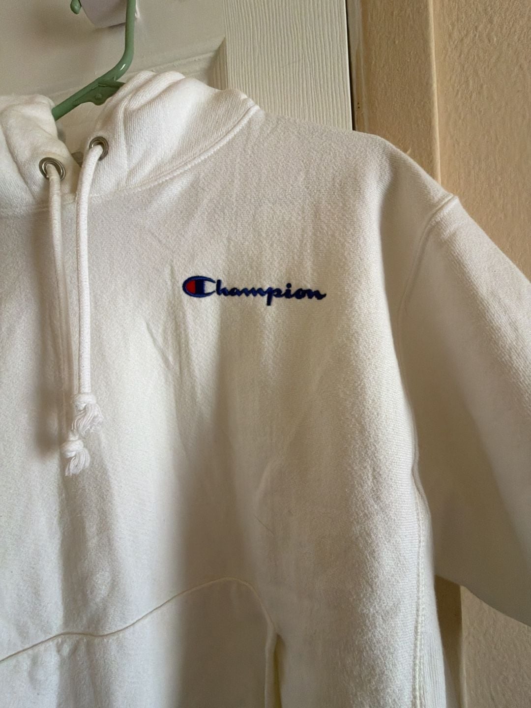 Champion Reverse Weave Pullover Hoodie White Script Logo SOU1436-N 7
