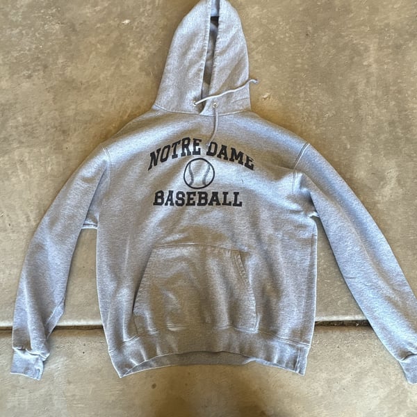 Notre Dame Baseball Graphic Pullover Hoodie Gray