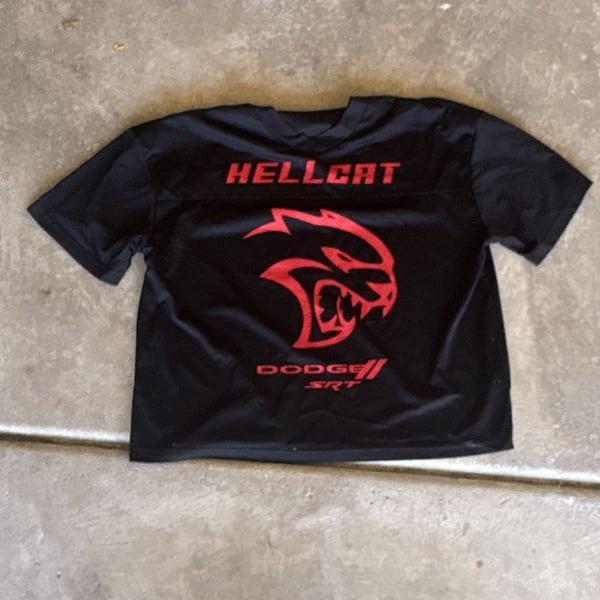Dodge Hellcat SRT Jersey Size L Black Graphic Muscle Car Tee