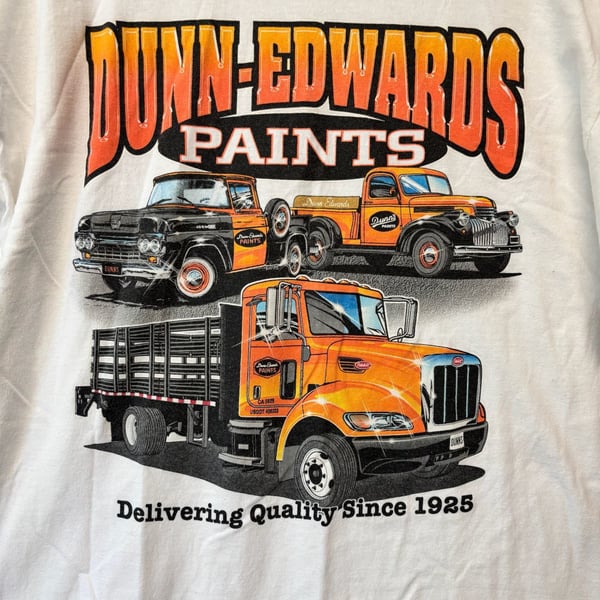 Vintage 90s Dunn-Edwards Paints Hot Rod Car Shirt XL 23x28.5 White back Hit