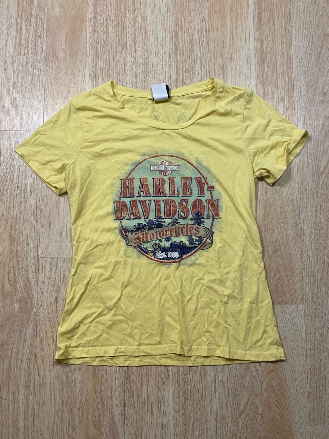 Harley-Davidson Graphic T-Shirt X-Large Yellow Nassau Bahamas 1