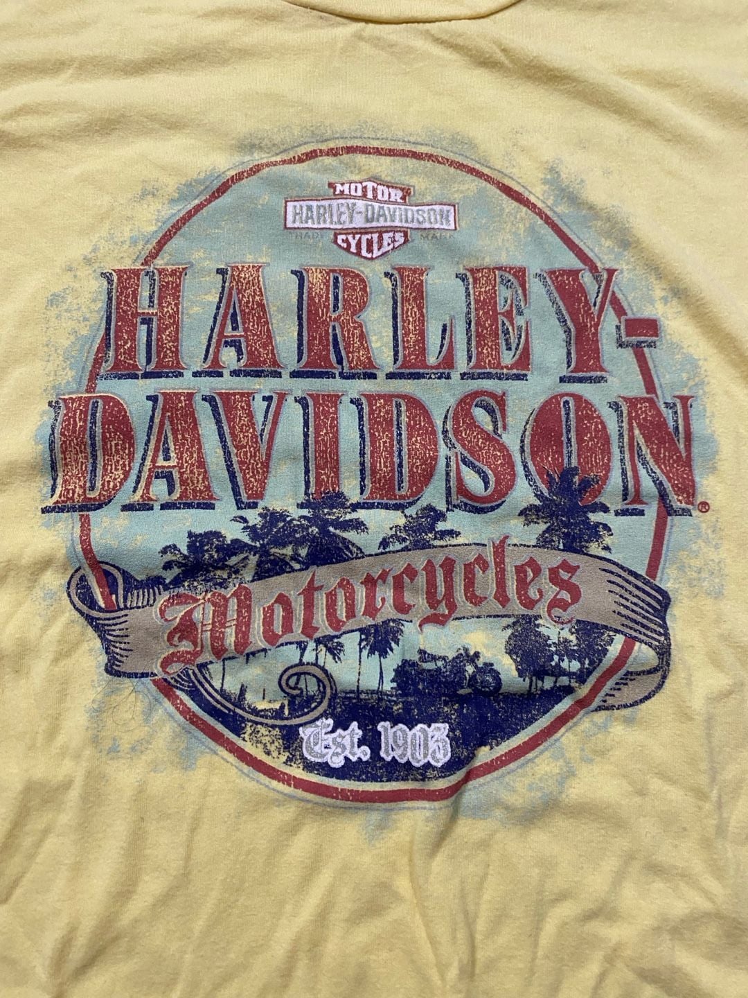 Harley-Davidson Graphic T-Shirt X-Large Yellow Nassau Bahamas 2
