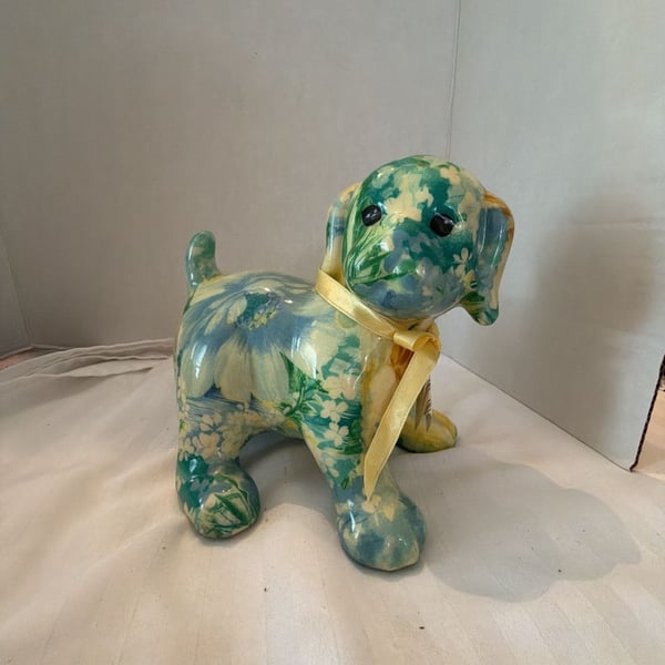 Joan Baker Designs Porcelain Patchworks Puppy Figurine