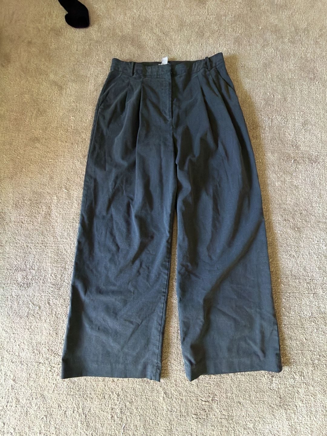 H&M Pleated Wide-Leg Pants Size US 14 Dark Gray Trousers 2