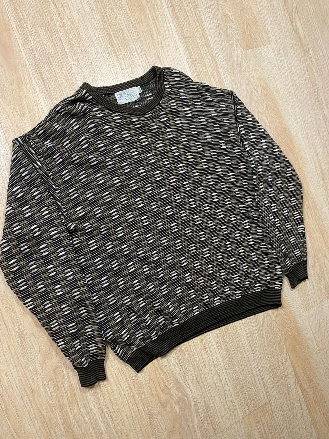 Pacific Coast Golfwear Sweater Size L Brown Multicolor Knit Pullover 2