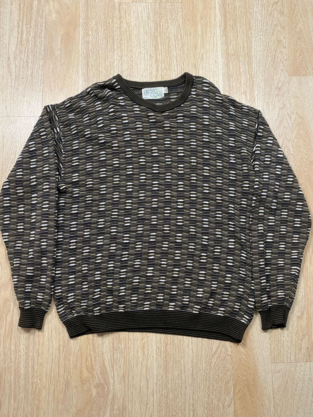 Pacific Coast Golfwear Sweater Size L Brown Multicolor Knit Pullover 3