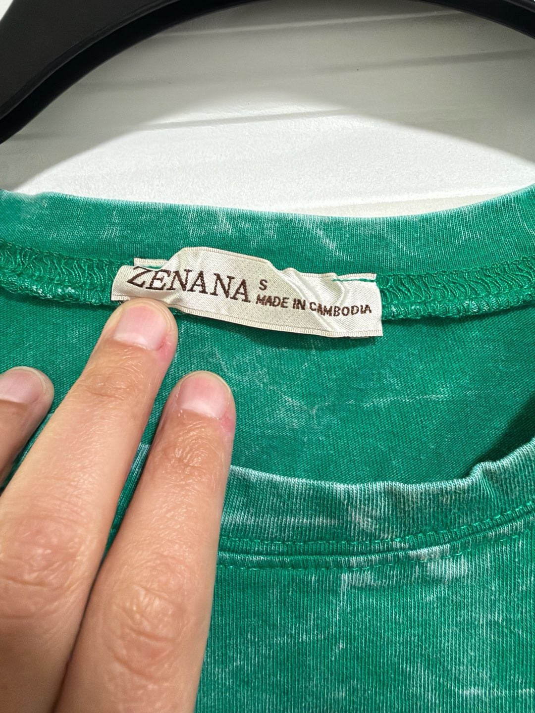 Zenana acid wash Pocket T-Shirt Green Cuffed Sleeve Tee size small 4