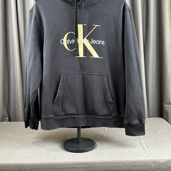 Calvin Klein Jeans Monogram Hoodie Size L Black Gold Logo