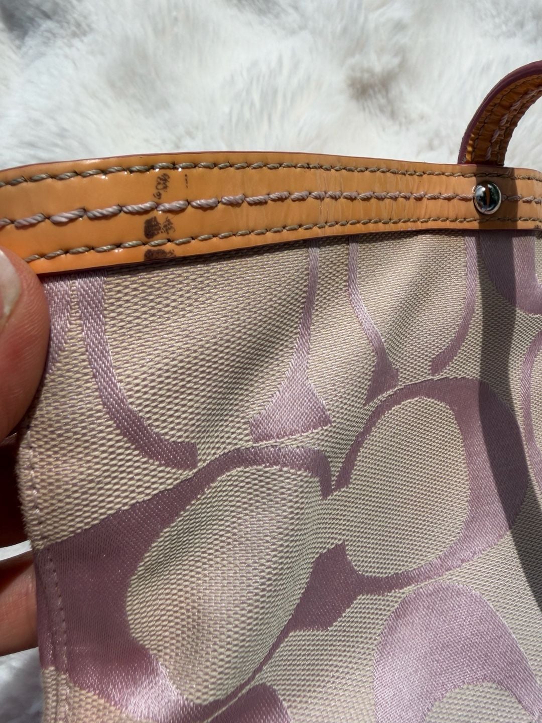 Coach Signature C Stripe F13548 Pink Tan Canvas Tote Shoulder bag y2k 2000’s 7