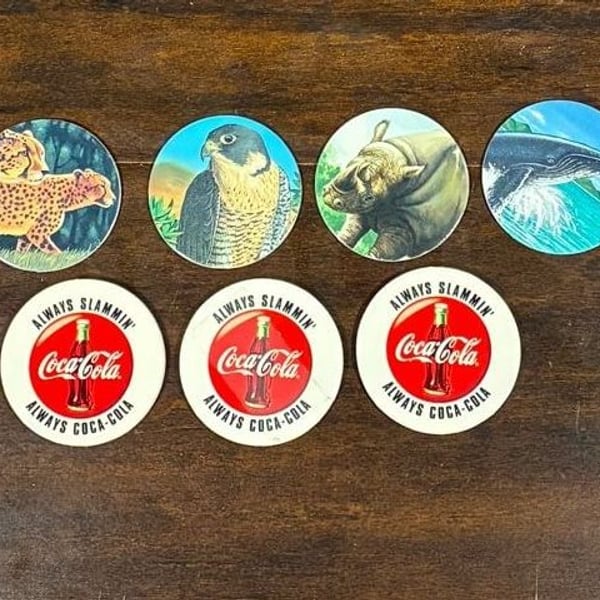 Coca-Cola Collect-A-Card Coke Cap Pogs Set of 13 Vintage 1990s Collectible Drink