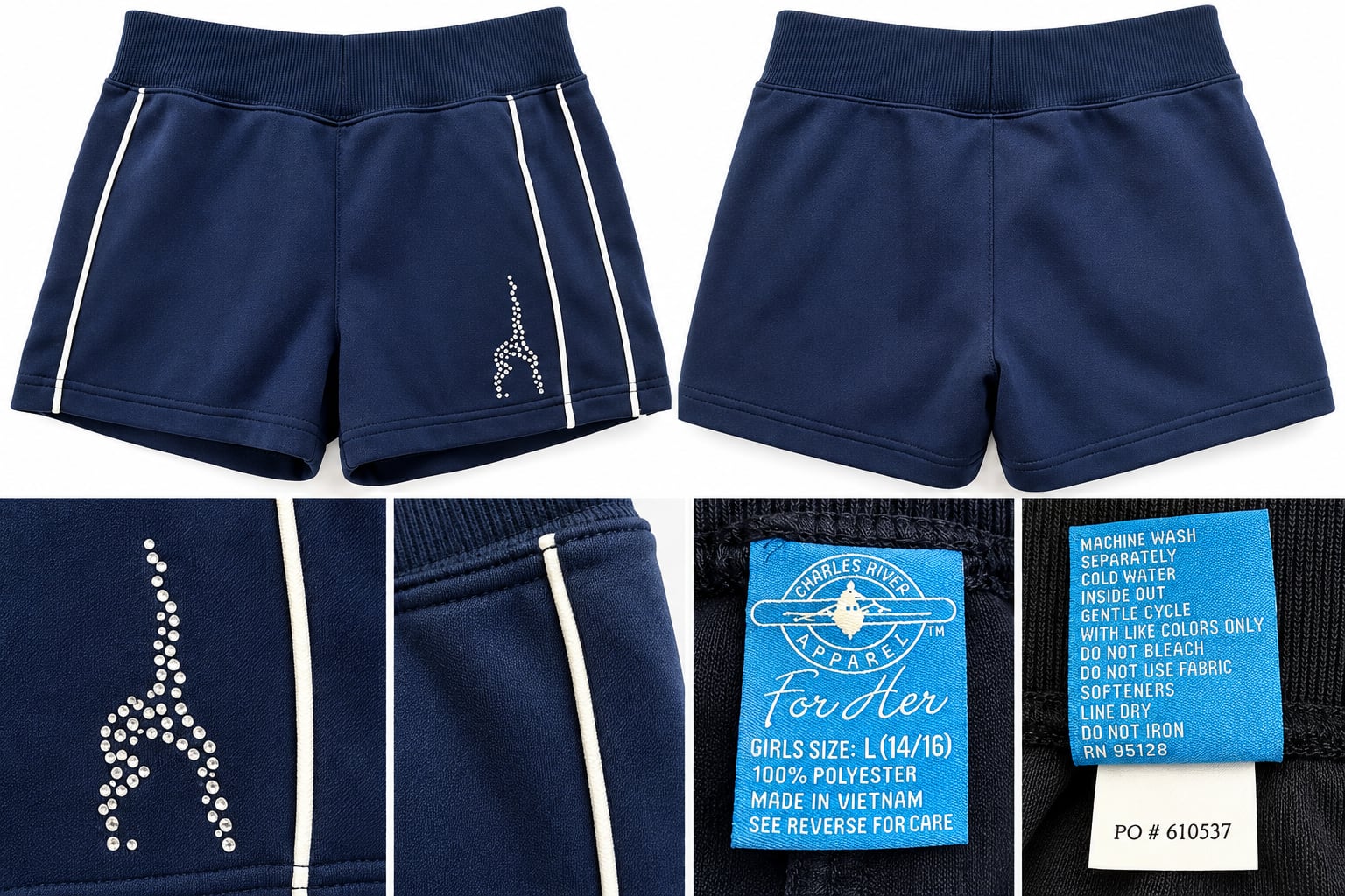 Charles River Apparel Girls Gymnastics Shorts – Navy – Size L (14/16) – NEW 2