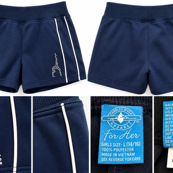 Charles River Apparel Girls Gymnastics Shorts – Navy – Size L (14/16) – NEW