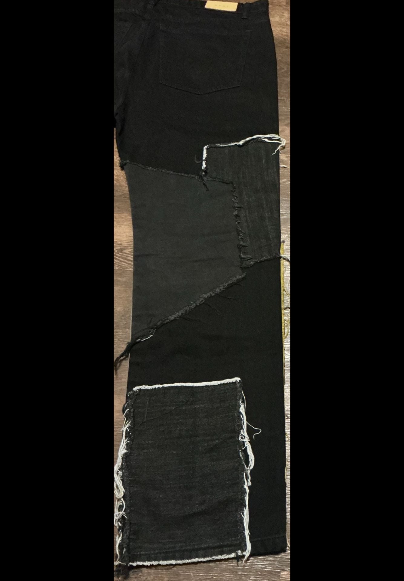 MNML Black Multi-Fabric Patchwork Distressed Denim Jeans 10