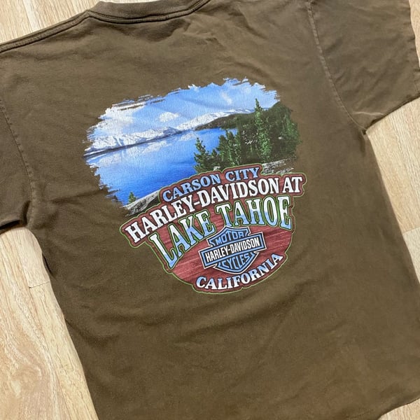 Harley-Davidson T-Shirt Size Large Brown Lake Tahoe California