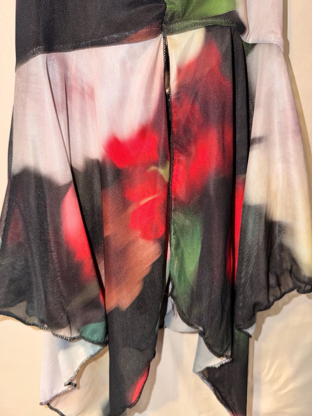 Mesh Halter Floral Print Asymmetric Hem Top Y2K Aesthetic 4