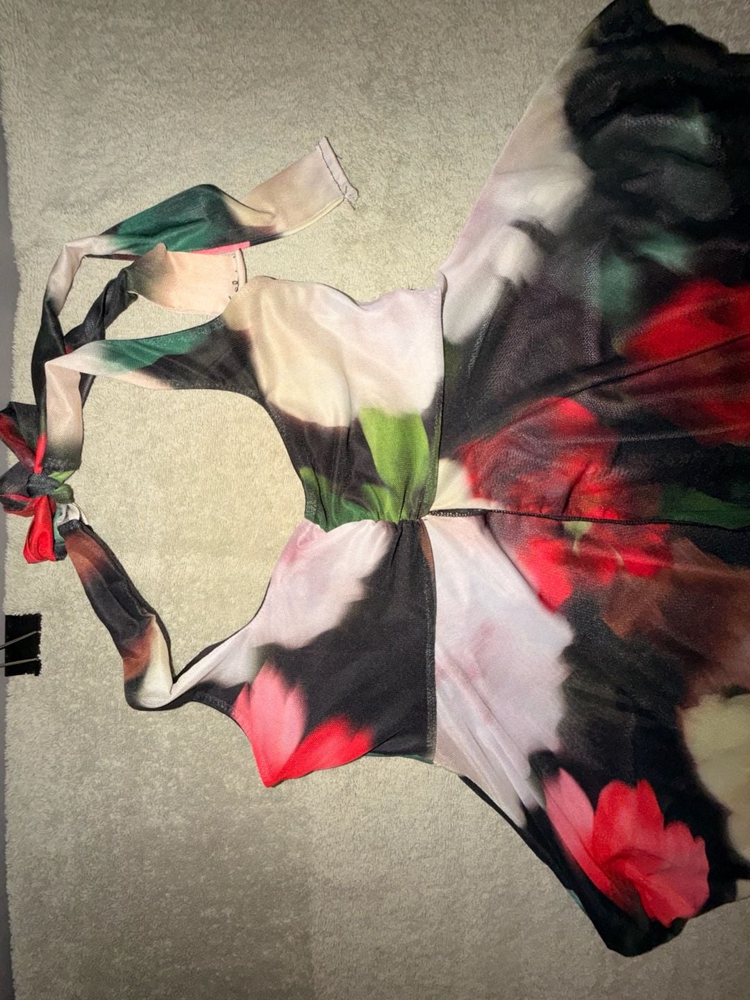 Mesh Halter Floral Print Asymmetric Hem Top Y2K Aesthetic 7