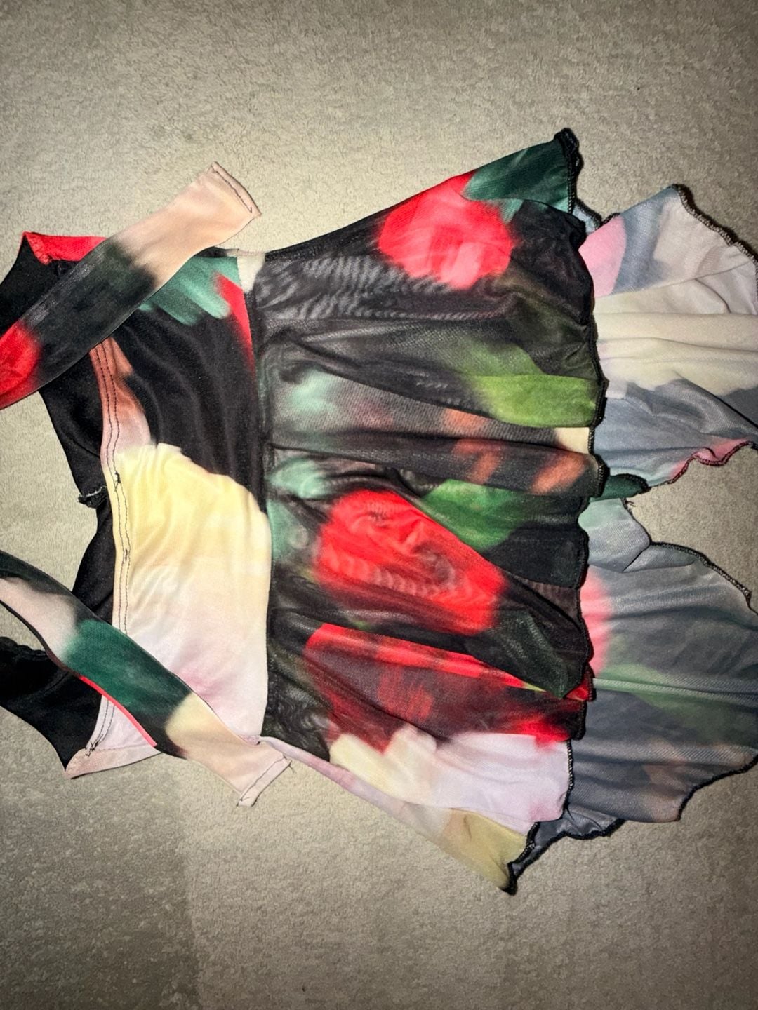 Mesh Halter Floral Print Asymmetric Hem Top Y2K Aesthetic 12