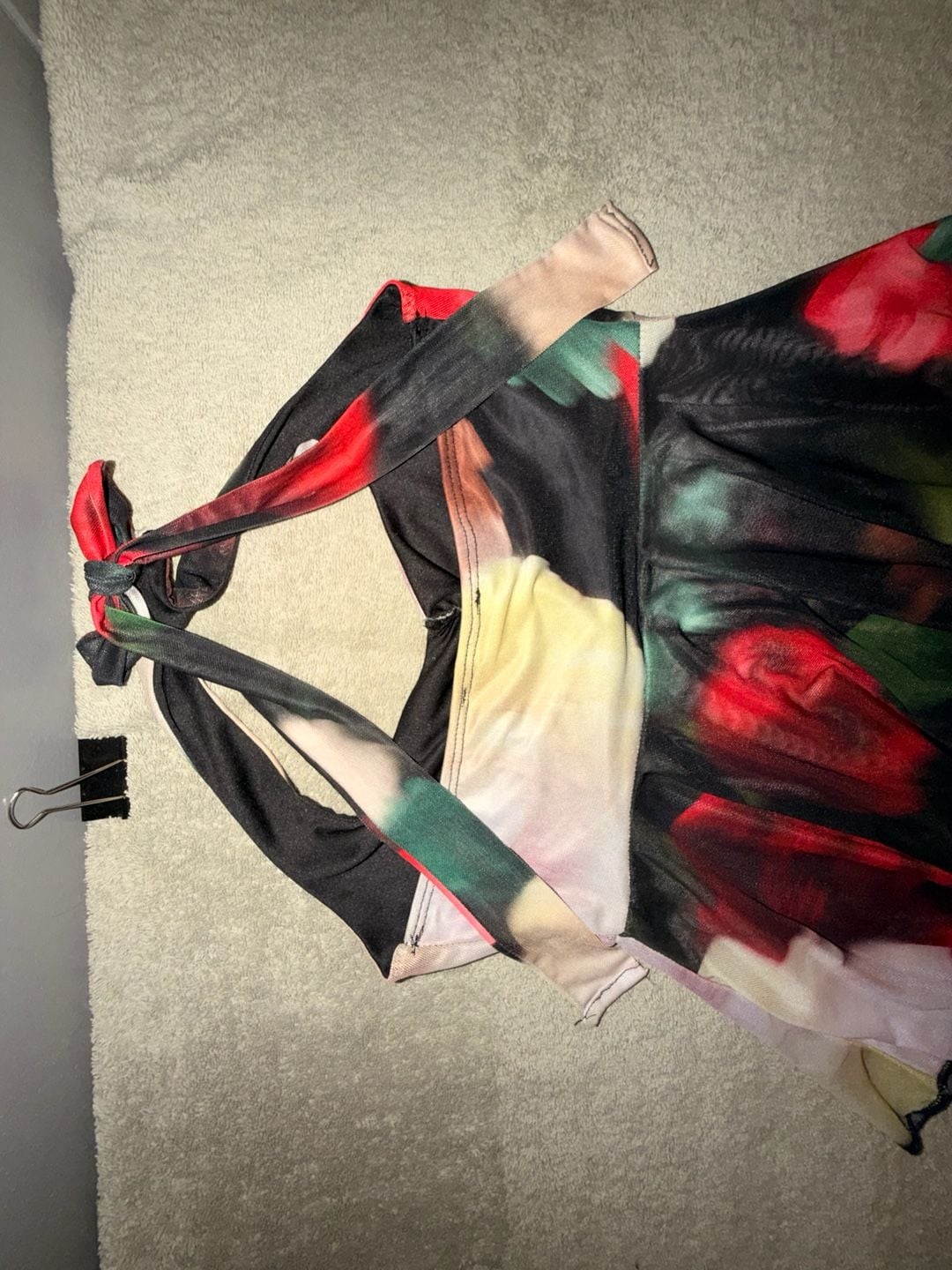 Mesh Halter Floral Print Asymmetric Hem Top Y2K Aesthetic 13