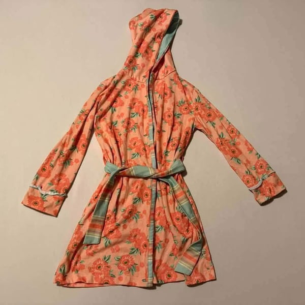 Matilda Jane Summer Showers Floral Hooded Robe Peach Girls size 8-10