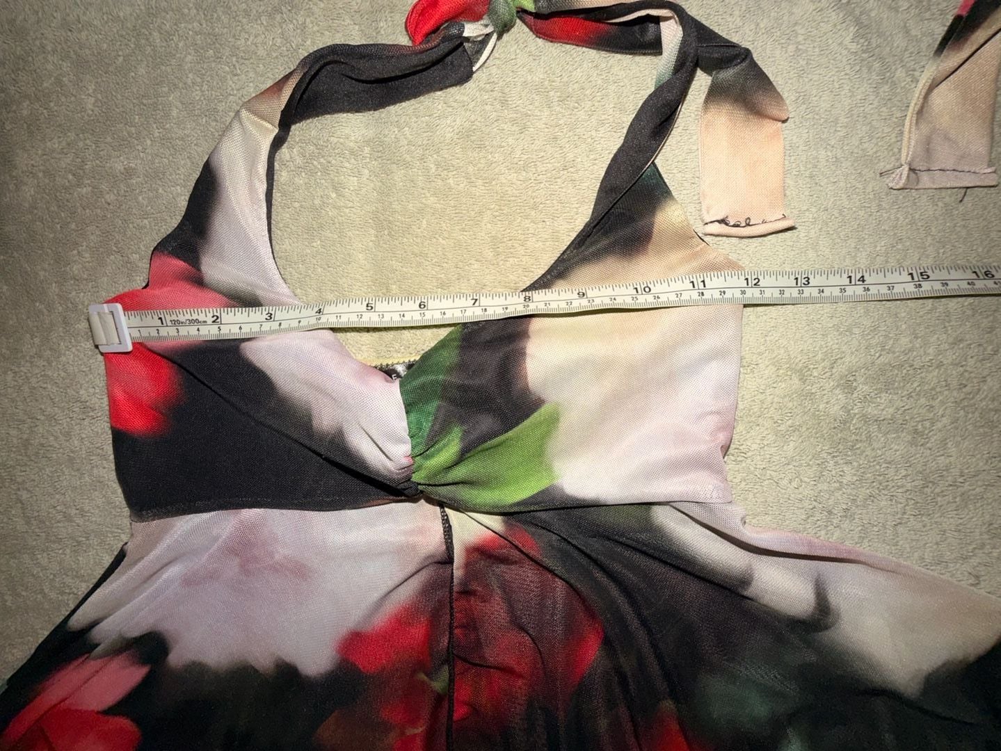 Mesh Halter Floral Print Asymmetric Hem Top Y2K Aesthetic 9