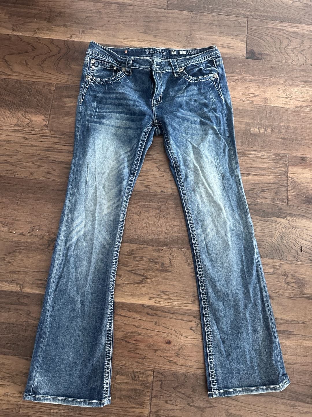Miss Me Bootcut Y2K Jeans Size 33 Blue Embellished Denim 3