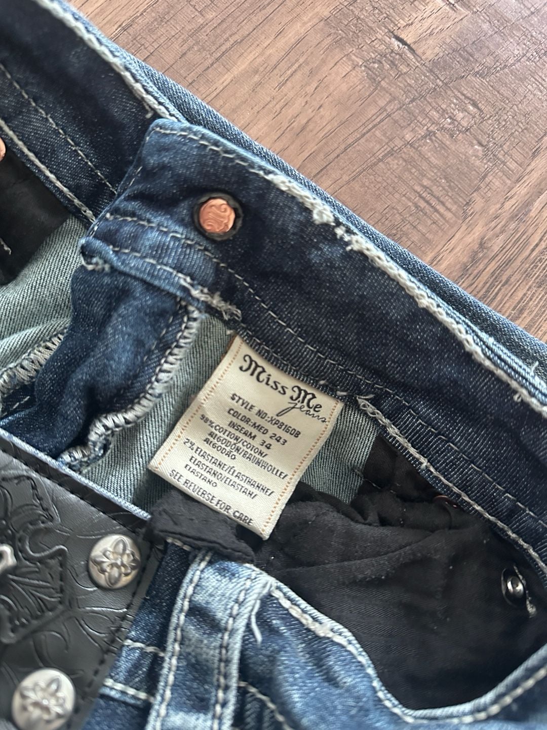 Miss Me Bootcut Y2K Jeans Size 33 Blue Embellished Denim 5