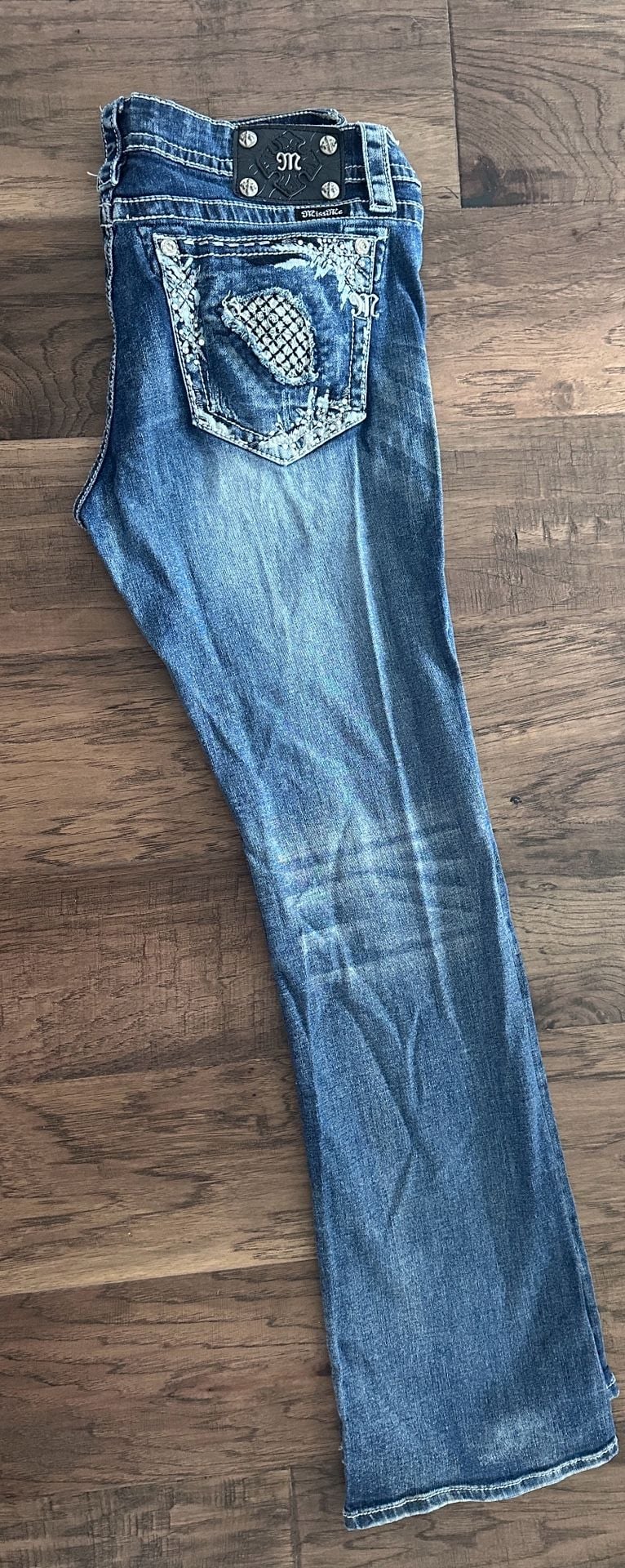 Miss Me Bootcut Y2K Jeans Size 33 Blue Embellished Denim 7
