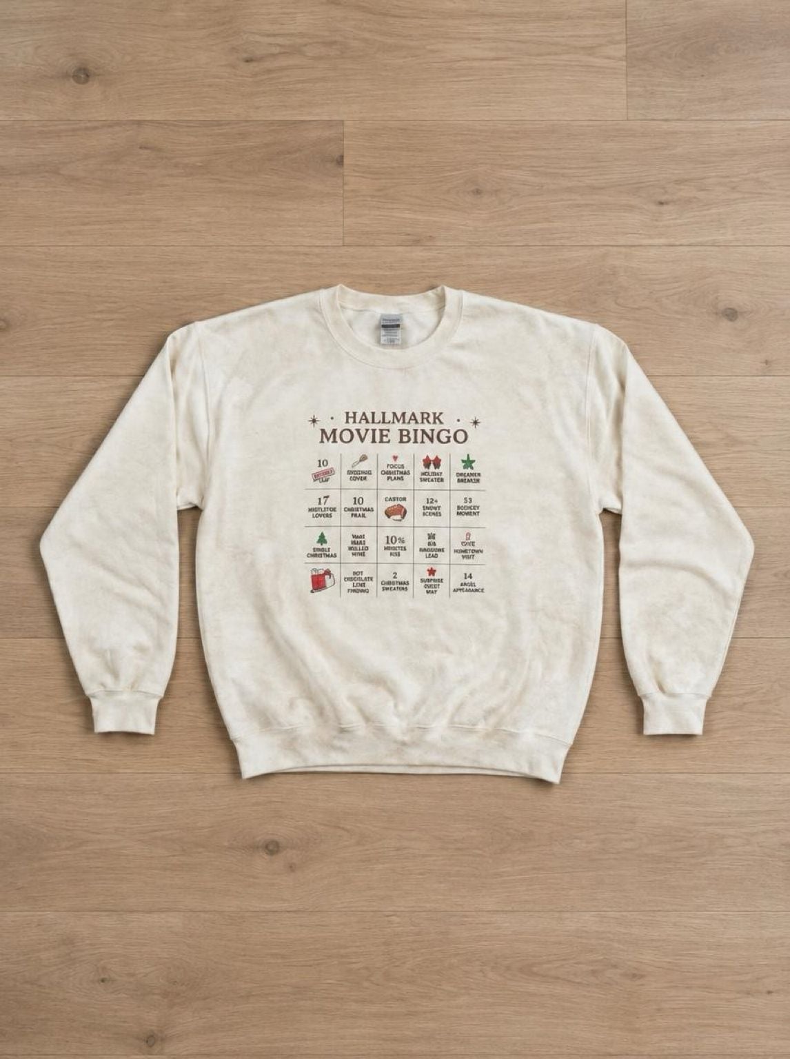 Hallmark Movie Bingo Christmas Sweatshirt Gildan Heavy Blend White Large Holiday 3