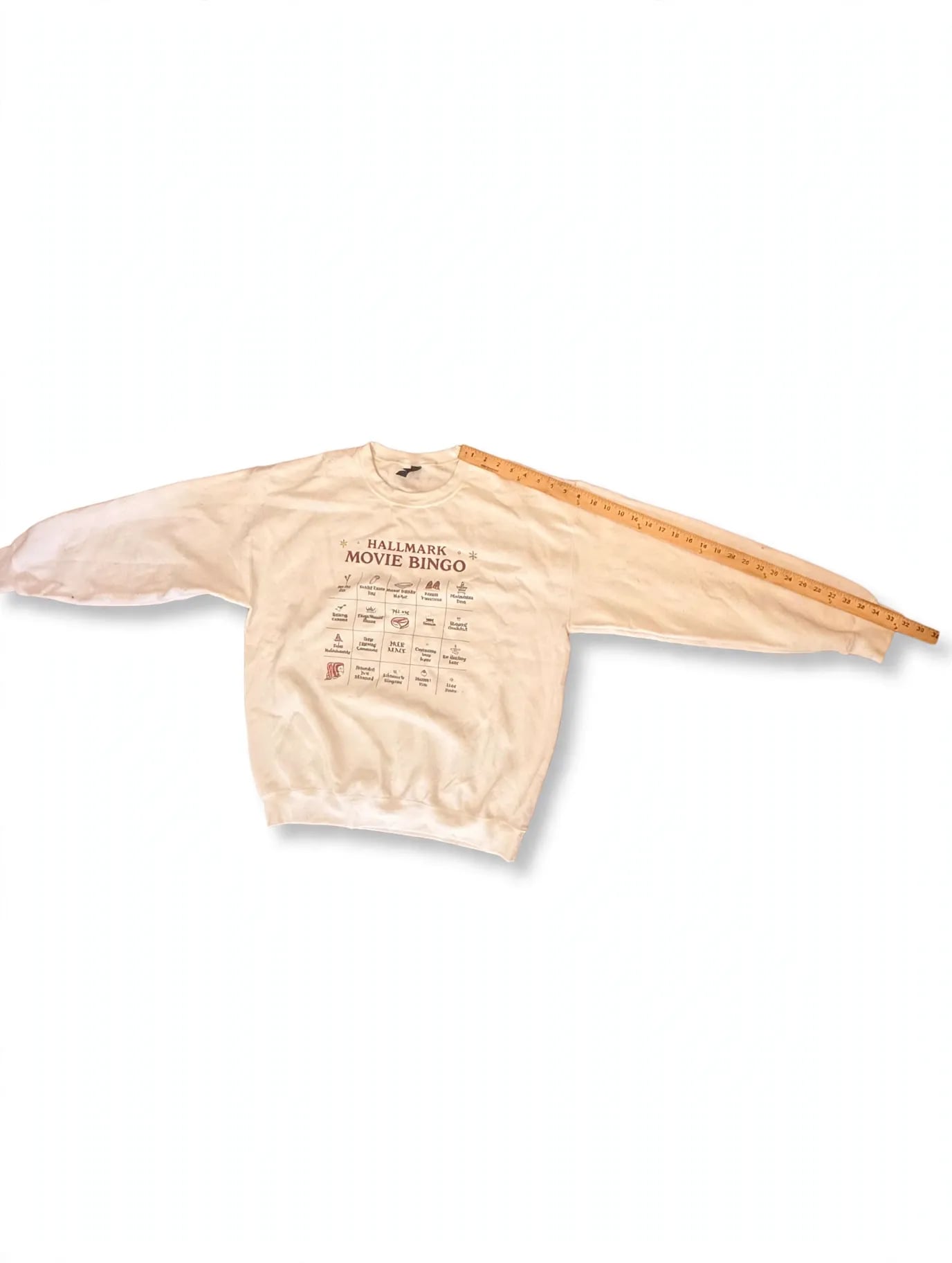 Hallmark Movie Bingo Christmas Sweatshirt Gildan Heavy Blend White Large Holiday 8
