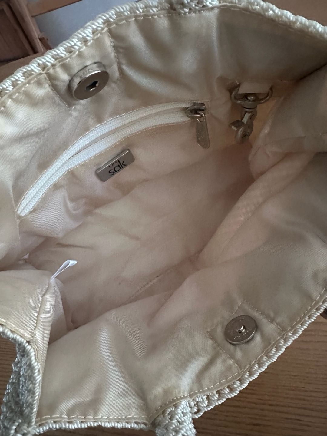 The Sak Crochet Knit Handbag Off-White 3