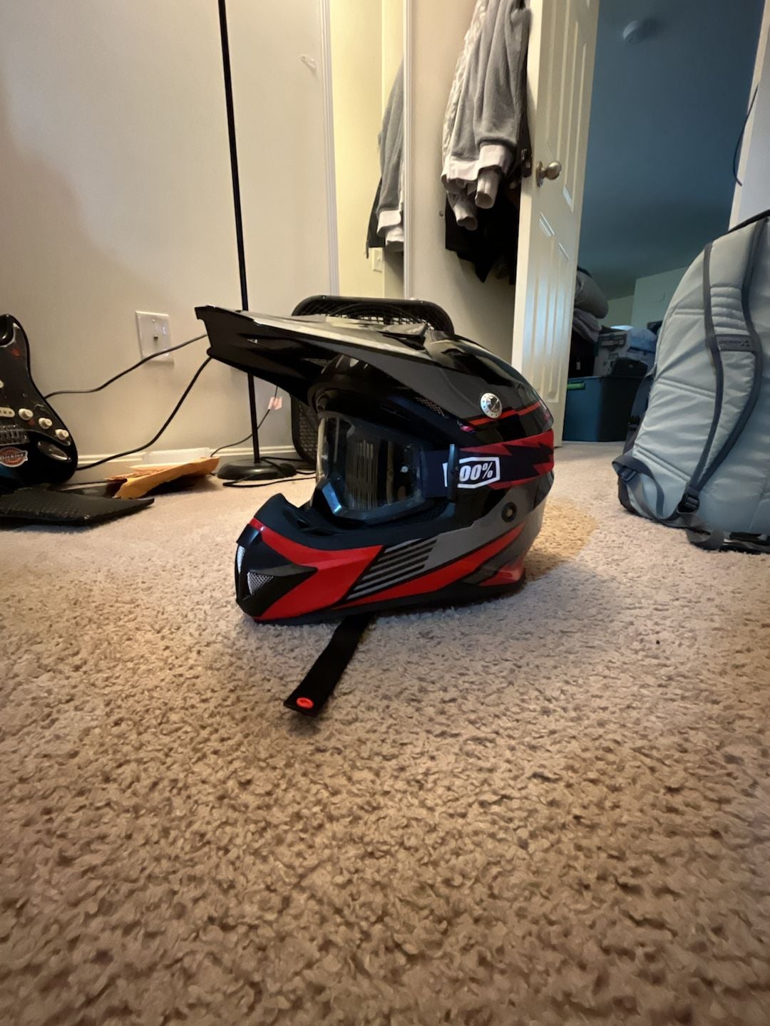BILT Amped Evo Off-Road Helmet Size S Black Red DOT ECE 2