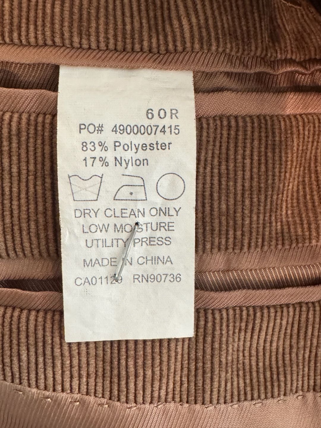 Calvin Klein Corduroy Blazer Men's 60 Brown Two Button Suit Jacket Sport Coat 7